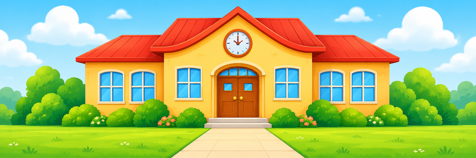 Ilustração de uma escola colorida